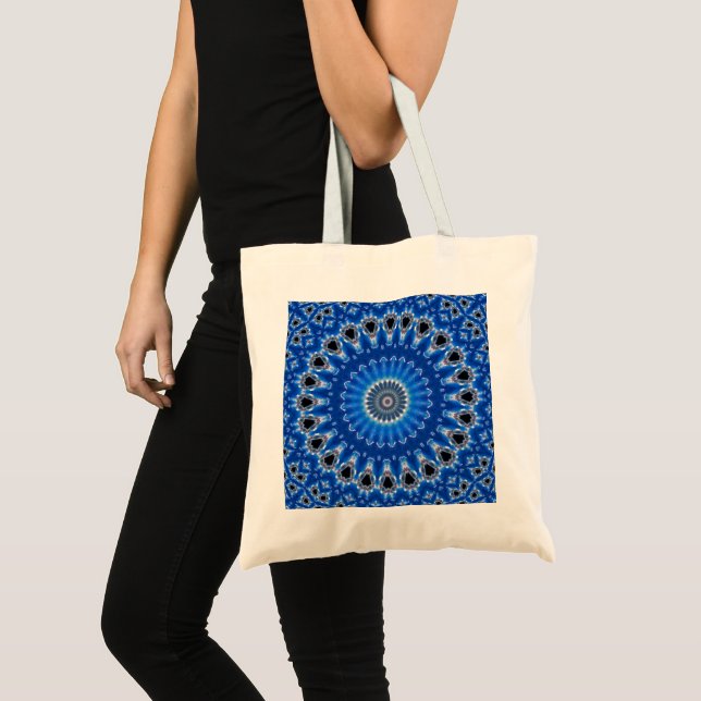 Trendy Blue Tropical Geometric Pattern Tote Bag (Front (Product))