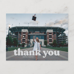Trendy Blue Typography Graduation Thank You Postcard