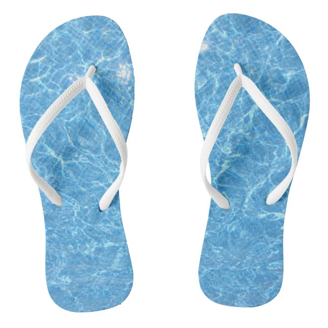 Trendy Blue Water White Slim Straps Footbed Adult Flip Flops (Footbed)
