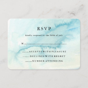 Trendy Blue Watercolor Look Bat Mitzvah RSVP Card