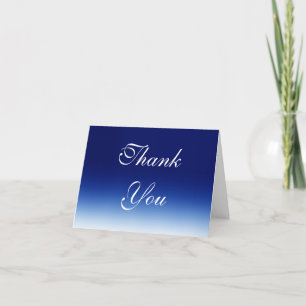 Trendy Blue White Calligraphy Thank You Postage Card