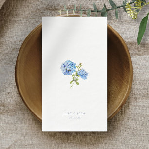 Trendy Blue White Floral Hydrangea Event Wedding Napkin