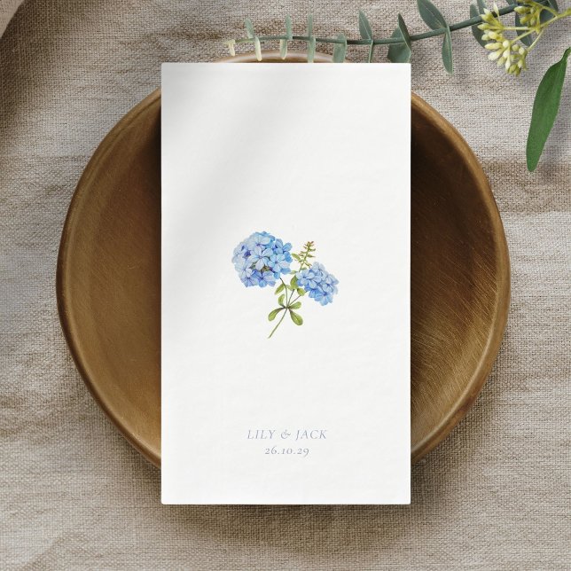 Trendy Blue White Floral Hydrangea Event Wedding  Napkin (Creator Uploaded)