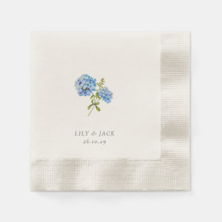 Trendy Blue White Floral Hydrangea Event Wedding Napkin