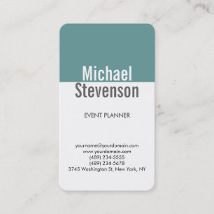 Trendy Blue White Rounded Corner Business Card