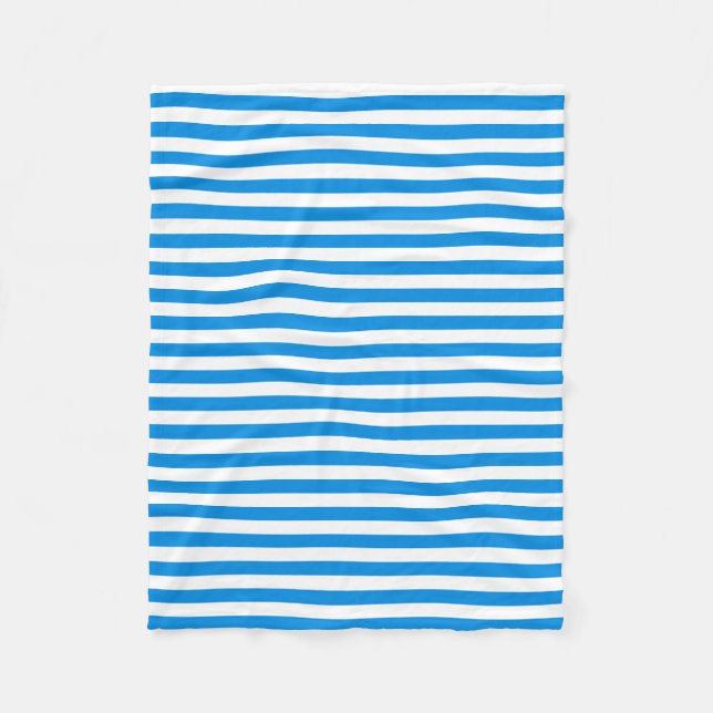 Trendy Blue White Striped Elegant Template Small Fleece Blanket (Front)