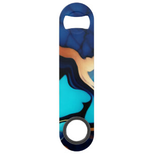 Trendy Blue yellow Gold faux marble