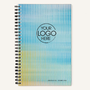 Trendy Blue Yellow Prismatic Glass Modern Logo Notebook