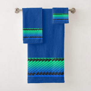 Trendy Blue Z Design  Bath Towel Set