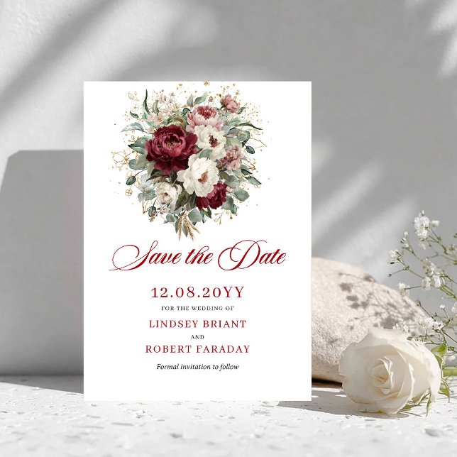 Trendy Blush Burgundy Greenery Save The Date (Trendy Blush Burgundy Greenery Save The Date)