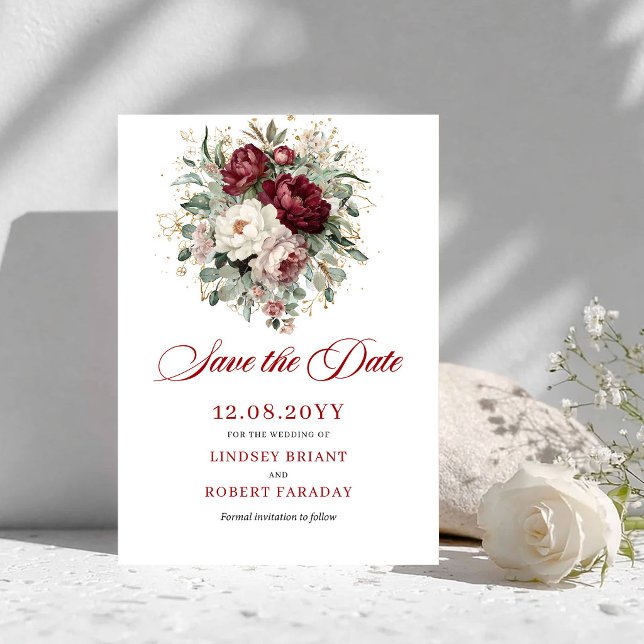 Trendy Blush Burgundy Greenery Save The Date (Trendy Blush Burgundy Greenery Save The Date)
