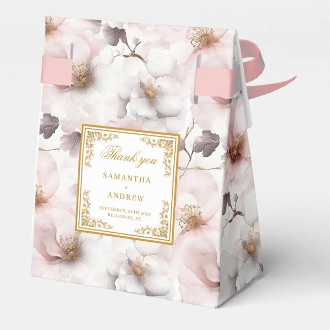 Trendy Blush Gold Watercolor Wedding Thank You Box (Trendy Blush Gold Watercolor Wedding Thank You Box)