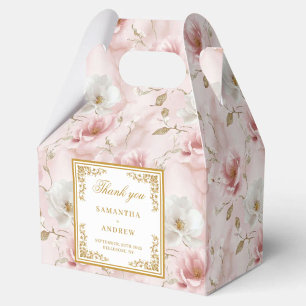 Trendy blush ivory gold watercolor wedding thanks favour box