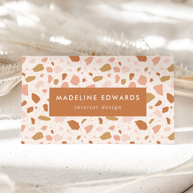 Trendy Blush & Orange Terrazzo Business Card (Creator Uploaded)