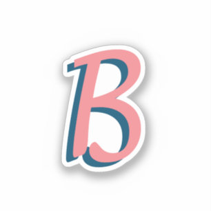 Trendy Blush Pink 3D Text Initial   Neon Teal 