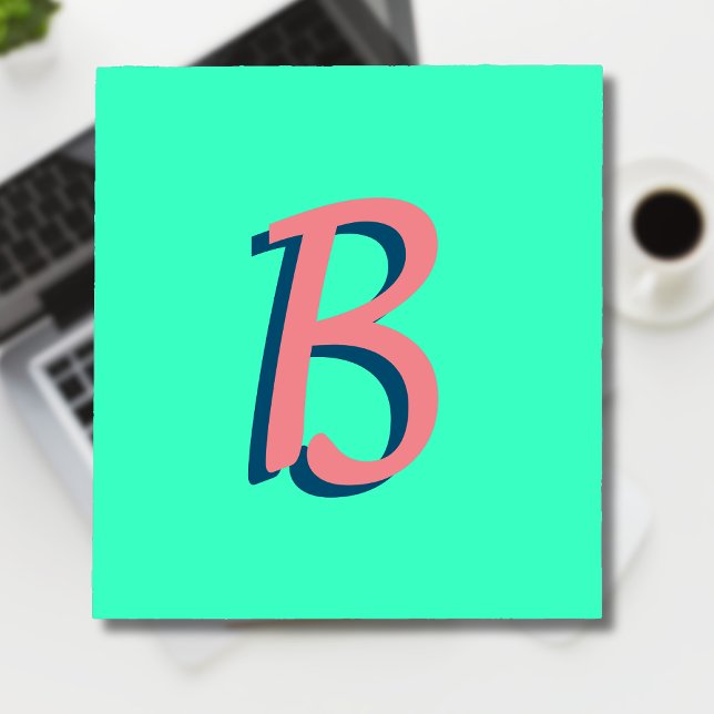 Trendy Blush Pink 3D Text Initial | Neon Teal  Notepad (Creator Uploaded)