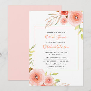 Trendy Blush pink floral bridal shower invite
