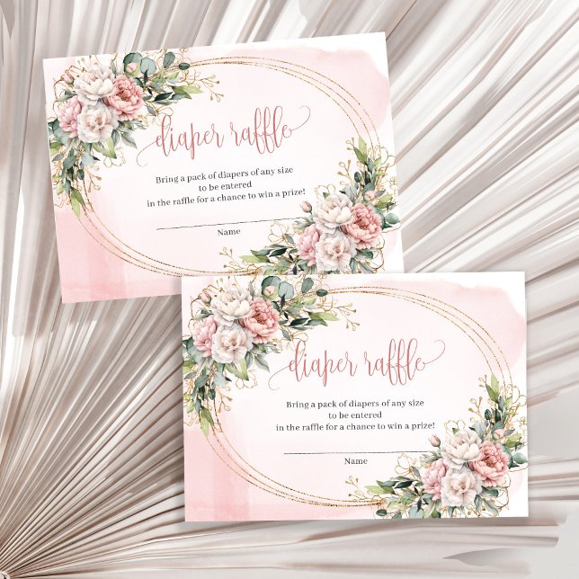 Trendy Blush Pink Floral Eucalyptus Diaper Raffle Enclosure Card (Trendy Blush Pink Floral Eucalyptus Diaper Raffle)