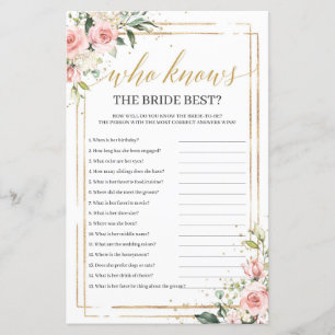 Trendy blush pink floral who knows the bride best