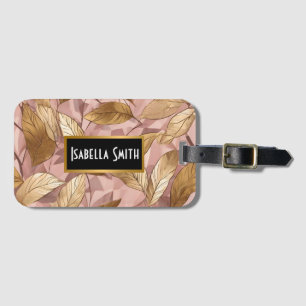 Trendy Blush Pink Gold Boho Leaves Collection Luggage Tag