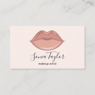 Trendy Blush Pink Lips Makeup Artist Beauty Salon Business Card