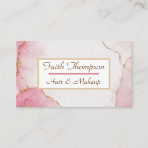 Trendy Blush Pink Marble Gold Hair Stylist Business Card