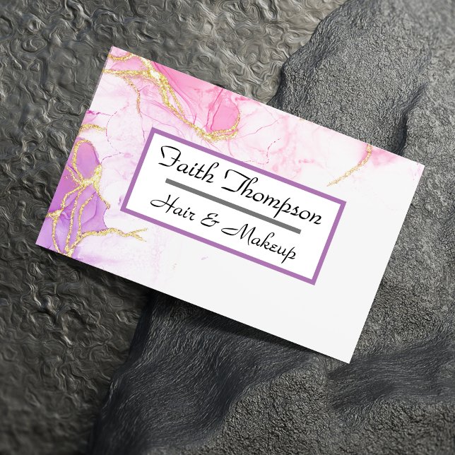 Trendy Blush Pink Marble Hair Stylist Business Card (Creator Uploaded)