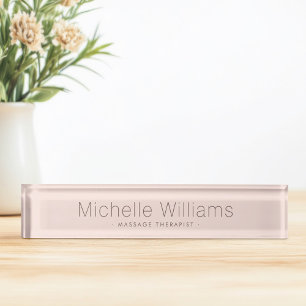 Trendy blush pink modern minimal nameplate