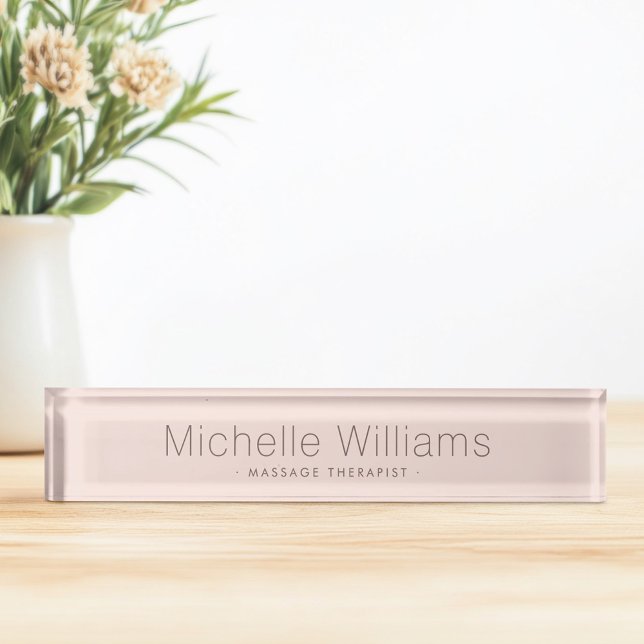 Trendy blush pink modern minimal nameplate (Trendy blush pink modern minimal desk name plate)