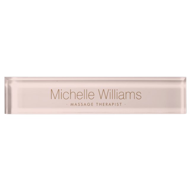 Trendy blush pink modern minimal nameplate (Front)
