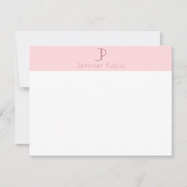 Trendy Blush Pink Monogram Elegant Simple Design Card (Front)