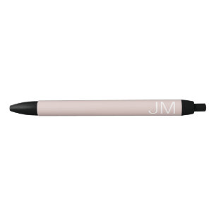 Trendy Blush Pink Oversized Monogrammed Initials Black Ink Pen