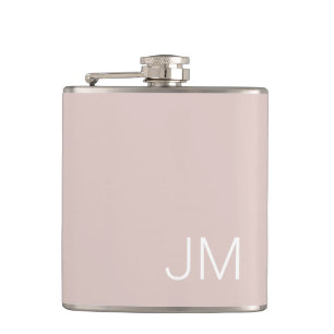 Trendy Blush Pink Oversized Monogrammed Initials Hip Flask