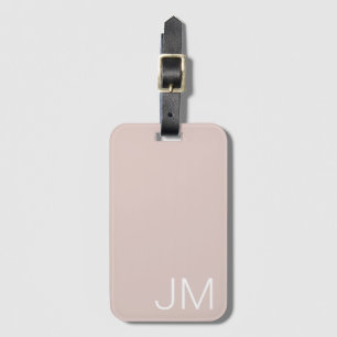 Trendy Blush Pink Oversized Monogrammed Initials Luggage Tag