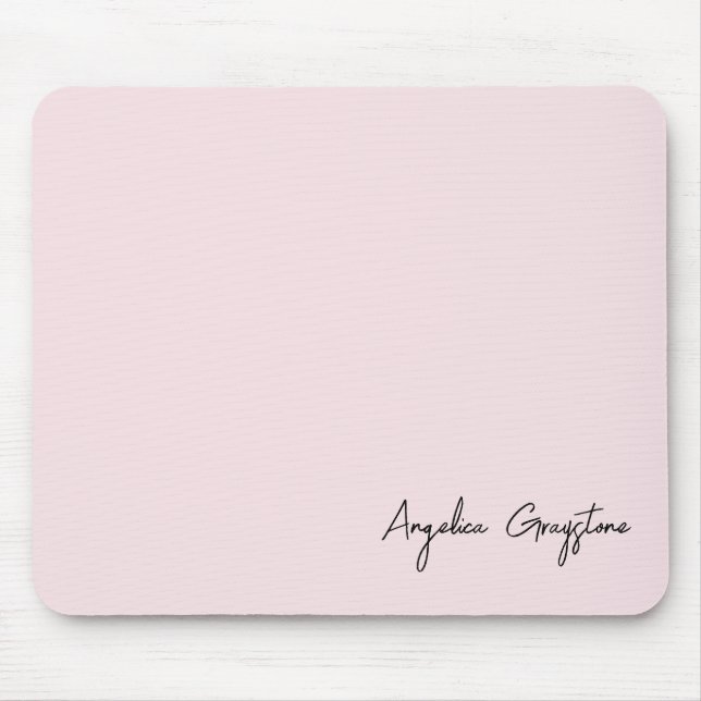 Trendy Blush Pink Personalised Name Mouse Pad (Front)