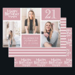 Trendy Blush Pink Photo Collage 21st Birthday Wrapping Paper Sheet<br><div class="desc">Wrap up those gifts in style with this co-ordinated birthday paper pack. The first sheet features a trendy photo collage design which has space for three photographs. You can add the name of the person celebrating their birthday as well as their age and birthday date. The second sheet is a...</div>