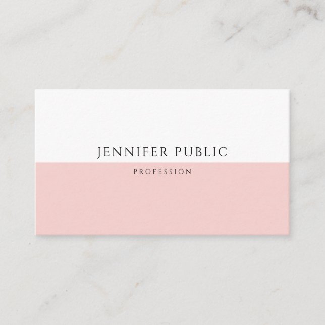 Trendy Blush Pink Professional Modern Template Business Card (Front)