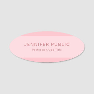 Trendy Blush Pink Simple Modern Elegant Template Name Tag