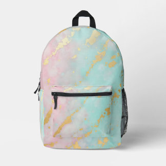 Trendy Blush Pink Soft Mint Gold Luxury Collection Printed Backpack