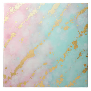 Trendy Blush Pink Soft Mint Gold Luxury Collection Tile