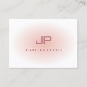Trendy Blush Pink White Modern Monogram Template Business Card
