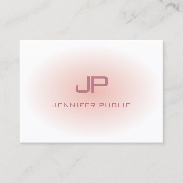 Trendy Blush Pink White Modern Monogram Template Business Card (Front)