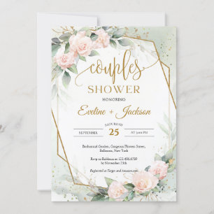 Trendy blush roses and eucalyptus couples shower invitation