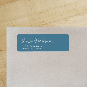 Trendy Bohemian Minimal Ocean Blue Return Address