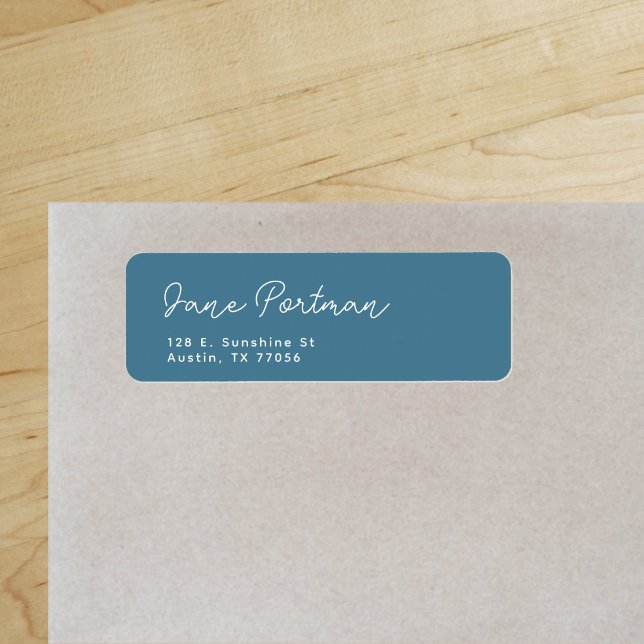 Trendy Bohemian Minimal Ocean Blue Return Address (Creator Uploaded)