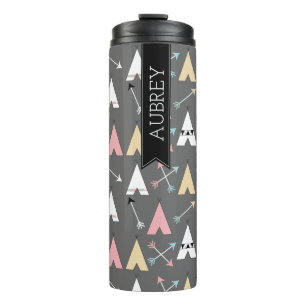 Trendy Bohemian Teepees & Arrows Personalised Thermal Tumbler