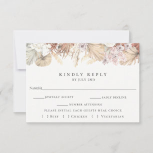 Trendy Bohemian Wedding RSVP With Meal Choice Card