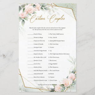 Trendy boho blush and greenery Cartoon Couples