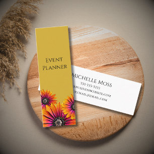 Trendy Boho Botanical Daisies Simple Gold Mini Business Card