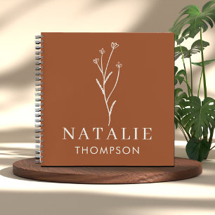 Trendy Boho Chic Minimal Custom Rustic Terracotta Notebook